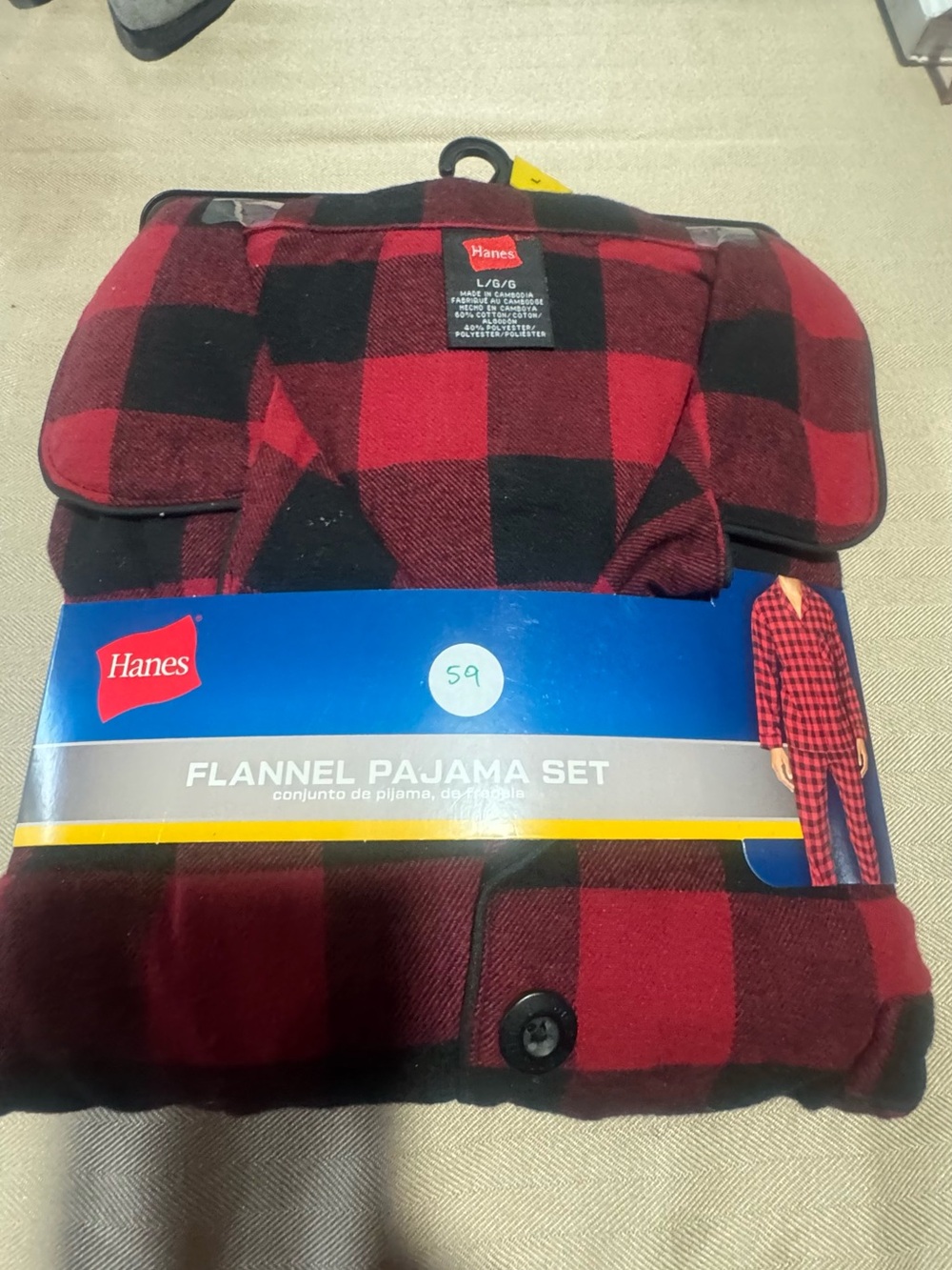 Hanes Kids Red and Black Buffalo Plaid Flannel Pajama‎ Set